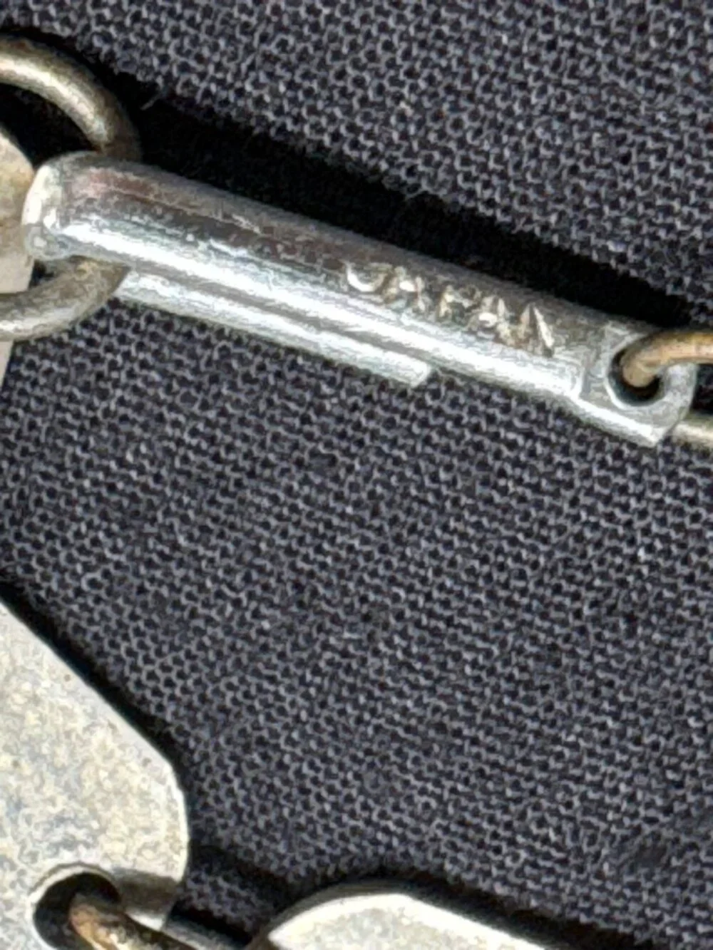 Vintage Industural Link Silver-Tone Rectangular Necklace Made In Japan 17 Inches